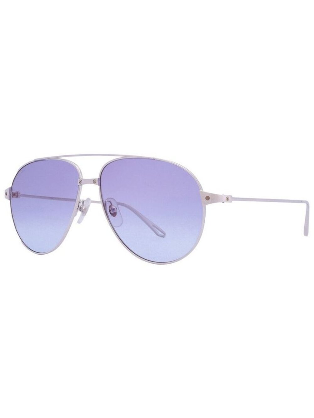 NWT Cartier CT0298S 010 Aviator Silver Purle Metal Sunglasses Authentic